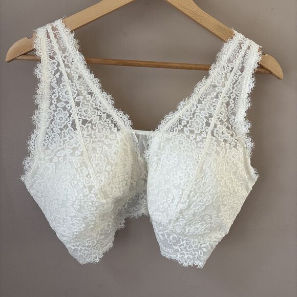 Aerie Other - Aerie Women’s XXL White Ivory Lace Bralette Wireless Padded Stretch Bra Top